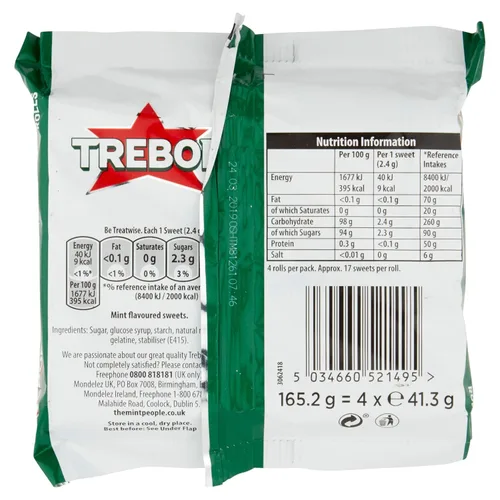 Vista 2 de Trebor Extra Strong Roll Trebor Extra Strong Roll Trebor Paquete de mentas de menta extra fuertes
