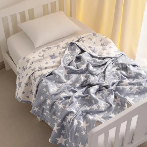 Vista 3 de NTBAY Manta de muselina de algodón de 3 capas de gran tamaño, 45 x 60 pulgadas, manta reversible de jacquard para guardería, súper suave y térmica