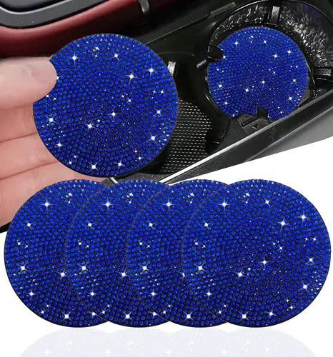 Vista 23 de NBTEPEM 2 posavasos de auto con diamantes de imitación, 2.75 pulgadas, antideslizantes, a prueba de golpes, universal, a la moda, para auto