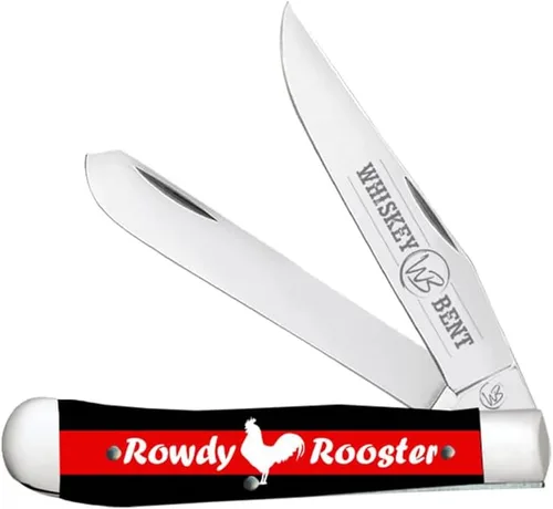 Vista 30 de WHISKEY BENT HAT CO. Navaja de bolsillo plegable tradicional Trapper de 4.125 pulgadas, longitud cerrada, cuchillas de acero inoxidable 440C (azteca)