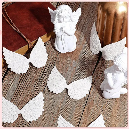 Vista 4 de WILLBOND 30 piezas de parches de ángel para manualidades, tela estampada dorada, apliques decorativos para coser en apliques decorativos