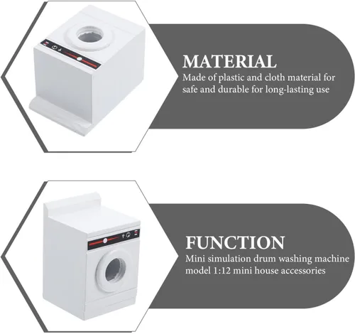 Vista 5 de Muebles de casa de muñecas en miniatura Lavadora de casa de muñecas 1 casa de muñecas en miniatura a escala 12, muebles de lavandería