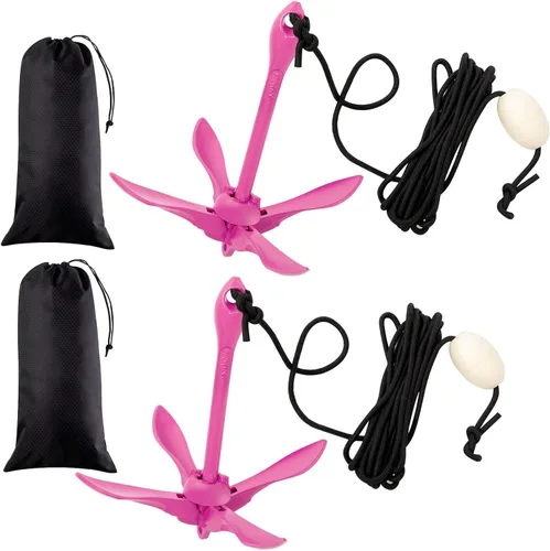 Vista 8 de Lounsweer 2 Pack Marine Kayak Anchor Kit Grapnel Anchor Kit Folding Grapnel Anchor Boat Anchor with Foldable Claw Kayak Fishing Accessories for
