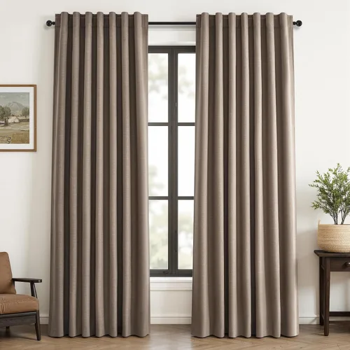 Vista 46 de Topfinel Cortinas opacas, blanco beige, 2 paneles, ventanas pequeñas, textura, mezcla de lino, bohemia, abedul, rural, gancho, bolsillo trasero