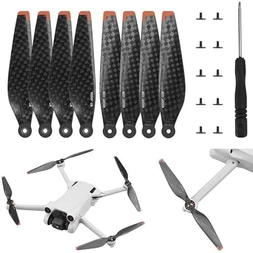 Coyktonty Hélice de fibra de carbono para DJI Mini 4 Pro/Mini 3 Pro Drone Pequeño de bajo ruido Drone Hélices Accesorios