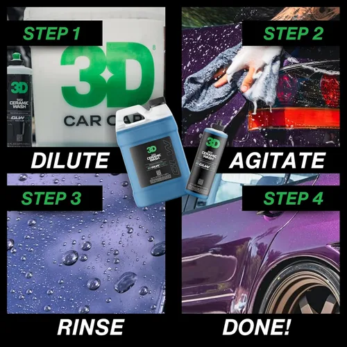 Vista 3 de 3D SiO2 - Jabón de cerámica para lavado y cera Serie GLW – Champú de coche con pH neutro con protección hidrofóbica y brillo profundo