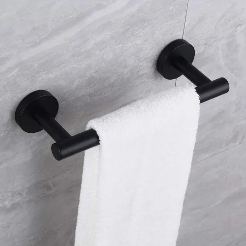 Vista 3 de Toallero de mano negro mate de 9 pulgadas SUS 304 de acero inoxidable para montaje en pared de baño