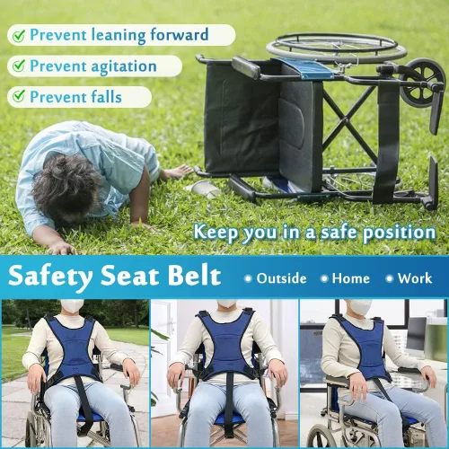 Vista 4 de AOSSA Cinturón de seguridad para silla de ruedas, restricciones de seguridad para ancianos, arnés para silla de ruedas, cinturón de seguridad