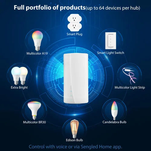 Vista 5 de Sengled Smart Home Hub Z01-hub, bombillas inteligentes Zigbee Smart Products usadas, compatibles con Alexa, Google Assistance, blanco, 1 paquete