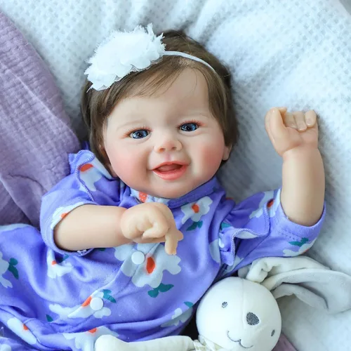 Vista 2 de SCOM Muñecas de bebé realistas Reborn de 20 pulgadas, con sensación de bebé real, muñecas recién nacidas, adorables muñecas sonrientes de la vida