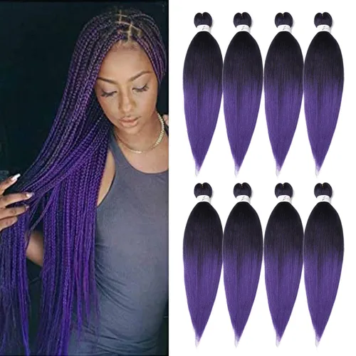Vista 45 de Cabello trenzado preestirado de 14 pulgadas, 3 paquetes de cabello corto para trenzar, sin picazón, ajuste de agua caliente, extensiones de cabello