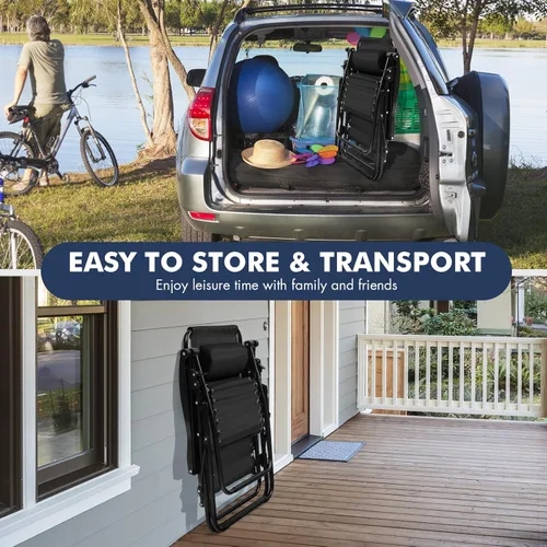 Vista 6 de Giantex Zero Gravity - Silla reclinable para patio al aire libre con portavasos y almohada extraíble, respaldo ajustable, silla de salón