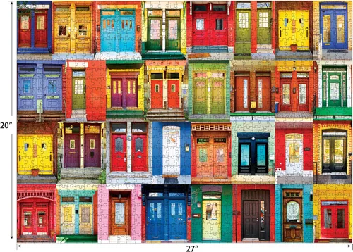 Vista 4 de RoseArt - Kodak Premium - Colorful Montreal Doors - 1000 Piece Jigsaw Puzzle for Adults