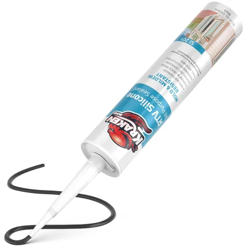 Kraken Bond Sellador de silicona negro resistente al agua Cartucho de 100 a 10 onzas líquidas, RTV silicona para baño y cocina, todo uso, sellador