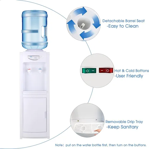 Vista 5 de Dispensador de enfriador de agua de 5 galones, dispensador de enfriador de agua fría y caliente, enfriador de agua de carga superior de 5 galones