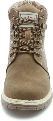 Vista 2 de ANJOUFEMME Botas de senderismo casuales de invierno para mujer - Botas de nieve al aire libre para mujer con tobillo impermeables, ligeras