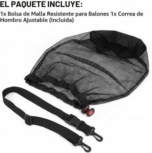 Vista 3 de Large Mesh Ball Bag for Basketball Soccer Storage Heavy Duty, Holds 6-8 Basketballs, Side Handle, Drawstring Closure