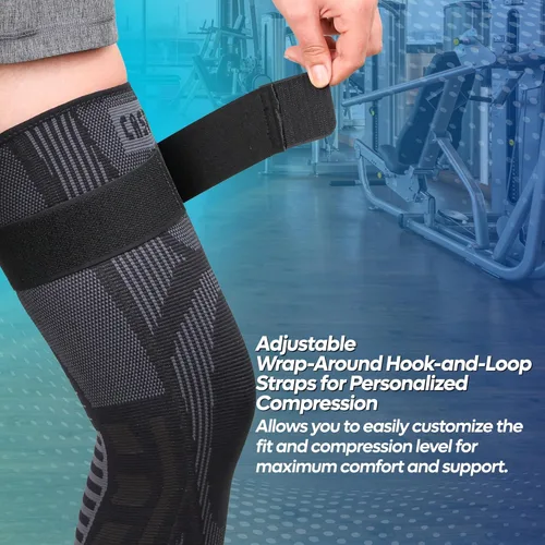 Vista 7 de Caspe Leg Compression Sleeve With Strap, Full Length Thigh Knee Calf Support, Knee Compression Sleeve Women & Men, Full Leg Support for Light