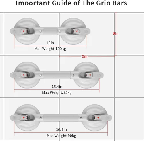 Vista 5 de SHAPON Suction Cup Grab Bar for Shower,Shower Handle Bar with Strong Suction Cup,Portable Grab Handle for Bathtub, Easy to Install, Safe for