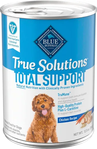 Blue Buffalo True Solutions Total Support - Alimento húmedo para perros adultos, hecho con ingredientes naturales, pollo, latas de 12.5 onzas (12