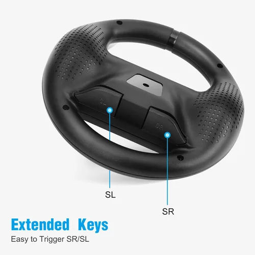 Vista 2 de Beastron Racing Games Steering Wheel compatible with Switch Mario Kart Joy-Con Steering Wheel Black 2 Pack