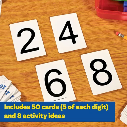 Vista 2 de Learning Advantage Tarjetas de números 0-9 Negro Juego de 50 Reconocimiento de números de práctica Recurso de aula
