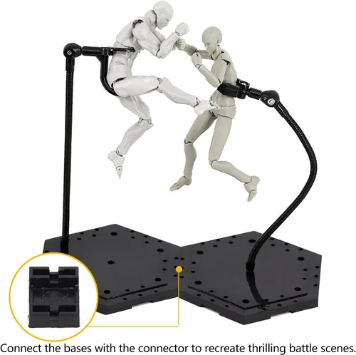 Vista 7 de 3 Pack Black Action Figure Stand,Action Figure Display Holder Stand Base,Compatible with HG RG SD SHF Gundam 1/144 Toy,Doll Stop Motion Holder Stand