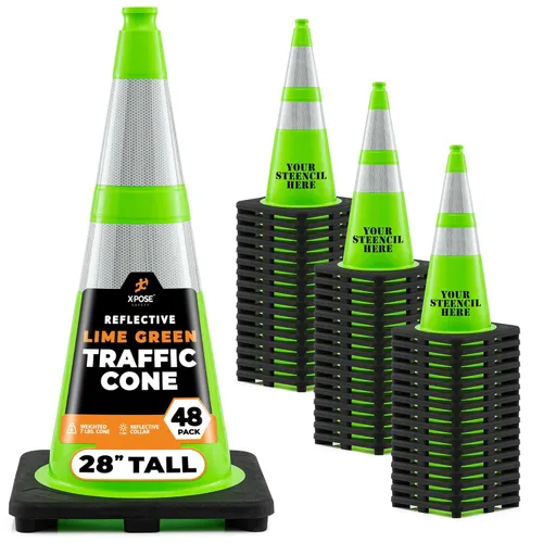 Vista 118 de Xpose Safety Conos de tráfico naranjas de 28 pulgadas con collares de 6 y 4 pulgadas, 1 paquete – Cono de seguridad de plástico PVC multiusos