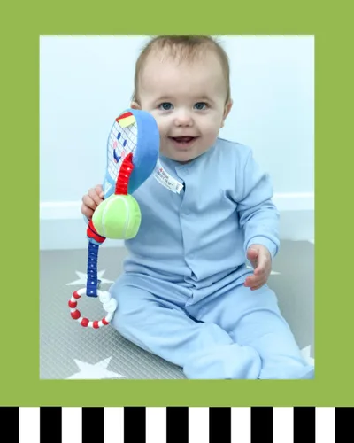 Vista 8 de Raqueta de tenis para bebés Raqueta de tenis sensorial de felpa suave para bebés