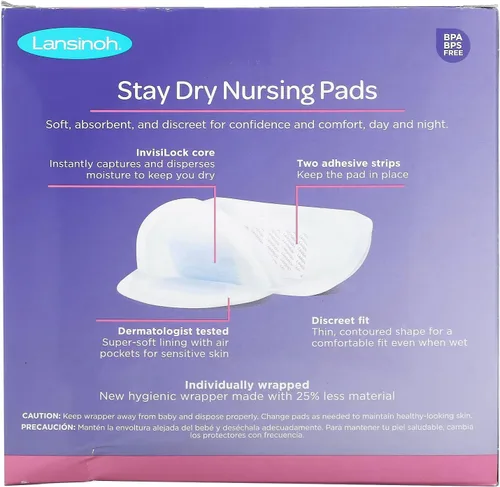 Vista 6 de Lansinoh Almohadillas de lactancia desechables Stay Dry para lactancia materna, 108 almohadillas