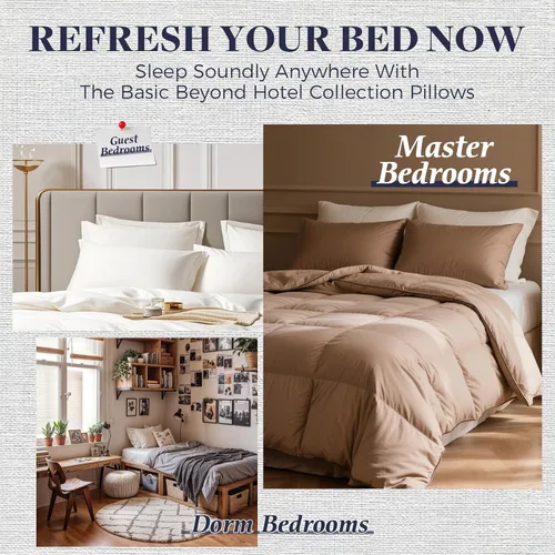 Vista 7 de Basic Beyond Almohadas de cama para dormir, juego de 2 almohadas de tamaño estándar, almohadas alternativas de plumón de lujo, color negro, 20 x 26