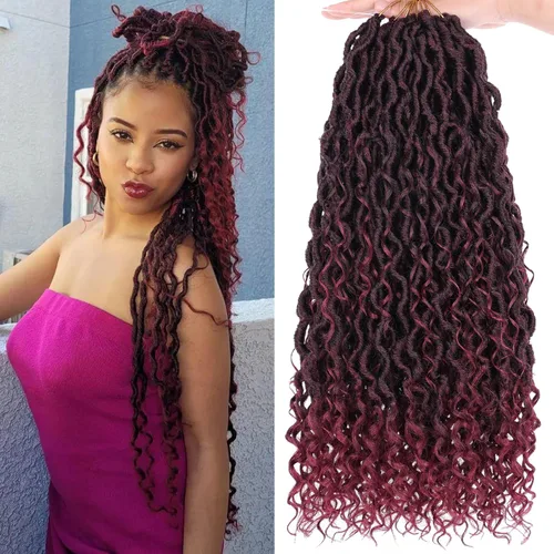Vista 38 de COOKOO Cabello de ganchillo negro natural de diosa, 10 pulgadas, 8 paquetes de rastas sintéticas preenrolladas con extremos rizados, trenzas