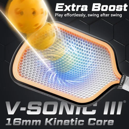 Vista 3 de Pickleball Paddle with T700 Raw Carbon Fiber Surface & 16mm STR-Core Power Polymer Core, Premium Pickle Ball Racket Designed for Ultimate Spin &