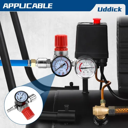 Vista 7 de Regulador de presión del compresor de aire 1/4 "Válvula de expansión neumática, válvula de control de presión con conexión 180psi 12bar