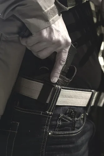 Vista 7 de IWB - Funda para pistola de Houston – Nobuck ECO de cuero oculto – Compatible con la mayoría de subcompactas 9/40/45 con láser