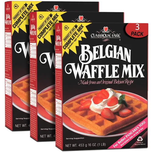 Classique Fare mezcla para preparar waffles belgas - Hace gofres, tortitas, muffins y crepes ligeros y crujientes - Funciona con máquina de gofres -
