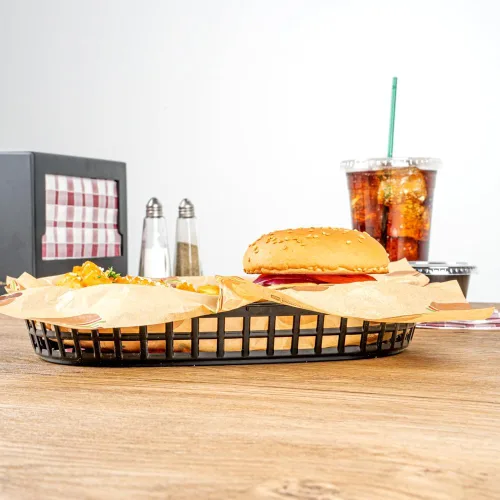 Vista 11 de Restaurantware Cestas de comida rápida de 10.5 x 7.3 x 1.5 pulgadas, 10 cestas ovaladas para delicatessen, aptas para microondas, lavavajillas