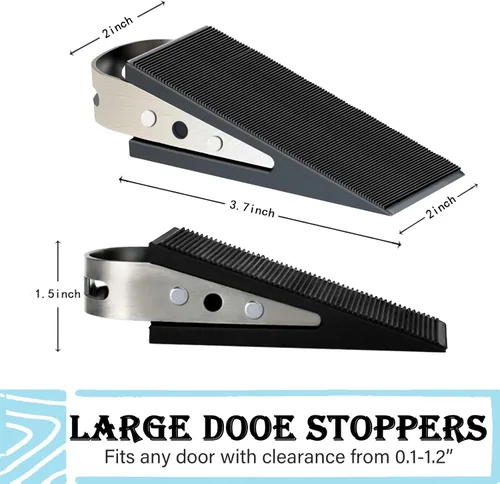Vista 2 de Shackcom Cuña de goma para tope de puerta, 1 paquete de tope de puerta negro resistente adecuado para todo tipo de pisos, con ganchos de acero