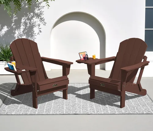 Vista 21 de SERWALL - Silla plegable Adirondack para patio, jardín, exterior, resistente a la intemperie, sillas para hoguera, color naranja