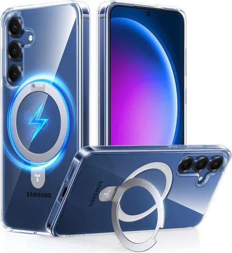 Vista 15 de TORRAS Funda magnética de albaricoque pálido para Galaxy S25 Ultra [compatible con Magsafe] soporte de anillo, a prueba de golpes, translúcida