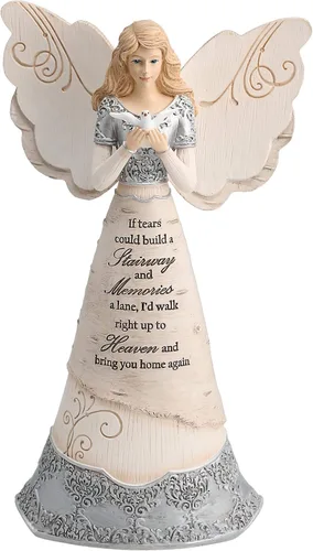 Elements Sympathy Angel Figurine by Pavilion, 8 pulgadas, If Tears Could Build a Stairway and Memories a Lane, beige