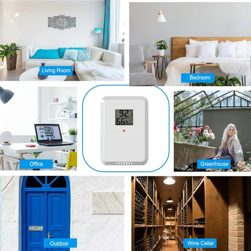 Vista 7 de Urageuxy Termómetro para interiores y exteriores, higrómetro digital inalámbrico, medidor de temperatura y humedad, con sensor remoto, pantalla