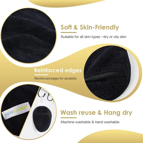 Vista 7 de SINLAND Almohadillas removedoras de maquillaje reutilizables para cara, ojos, labios, microfibra suave, paños de limpieza facial para todo