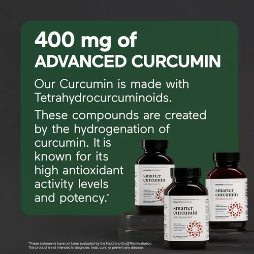 Vista 2 de SMARTERNUTRITION Cápsulas blandas de curcumina – Suplemento vegano de alta absorción de 400 mg de cúrcuma + aceite de semilla negra y jengibre – 95%