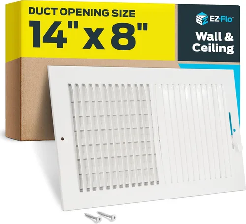 Vista 14 de EZ-FLO Cubierta de ventilación de aire de 10 x 6 pulgadas (apertura de conducto) para pared o techo, registro de ventilación bidireccional, cubierta