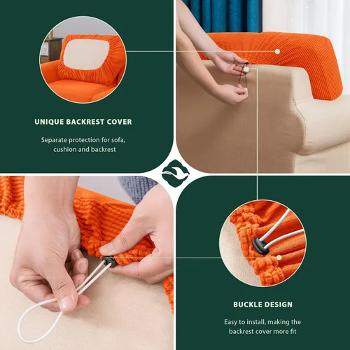 Vista 238 de CHUN YI Fundas para sofá de 7 piezas, lavables, fundas elásticas para sofá de 3 cojines con respaldo y fundas de cojín separados, protector