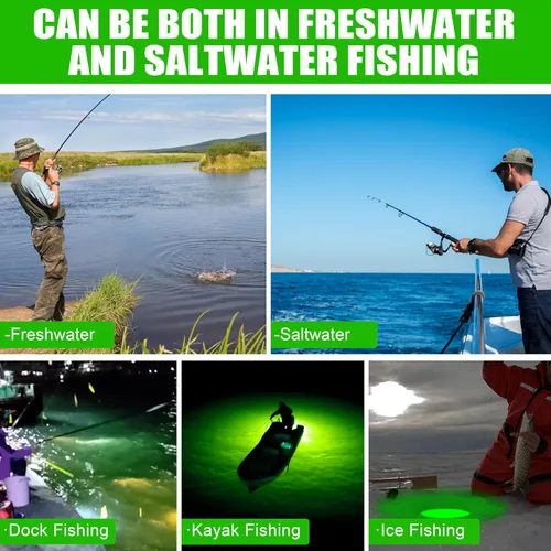 Vista 7 de Luz de pesca subacuática, 4 piezas de luz LED de pesca de caída profunda, luz de pesca LED impermeable, luz intermitente de noche, señuelo de pesca