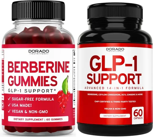 Suplemento de berberina HCL (60 cápsulas) Soporte de salud intestinal premium para adultos y suplemento GLP-1 (60 unidades) Fórmula 14 en 1 para