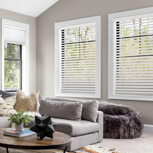 Vista 10 de CHICOLOGY Persianas de madera sintética, persianas de madera, cortinas de ventana, tratamientos de ventanas, persianas y persianas, persianas