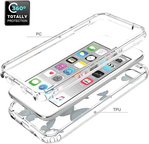 Vista 3 de Funda para iPod Touch 6/iPod Touch 5/iPod Touch 7 para niñas, cuerpo completo, a prueba de golpes, transparente, suave, flexible, TPU delgado, funda